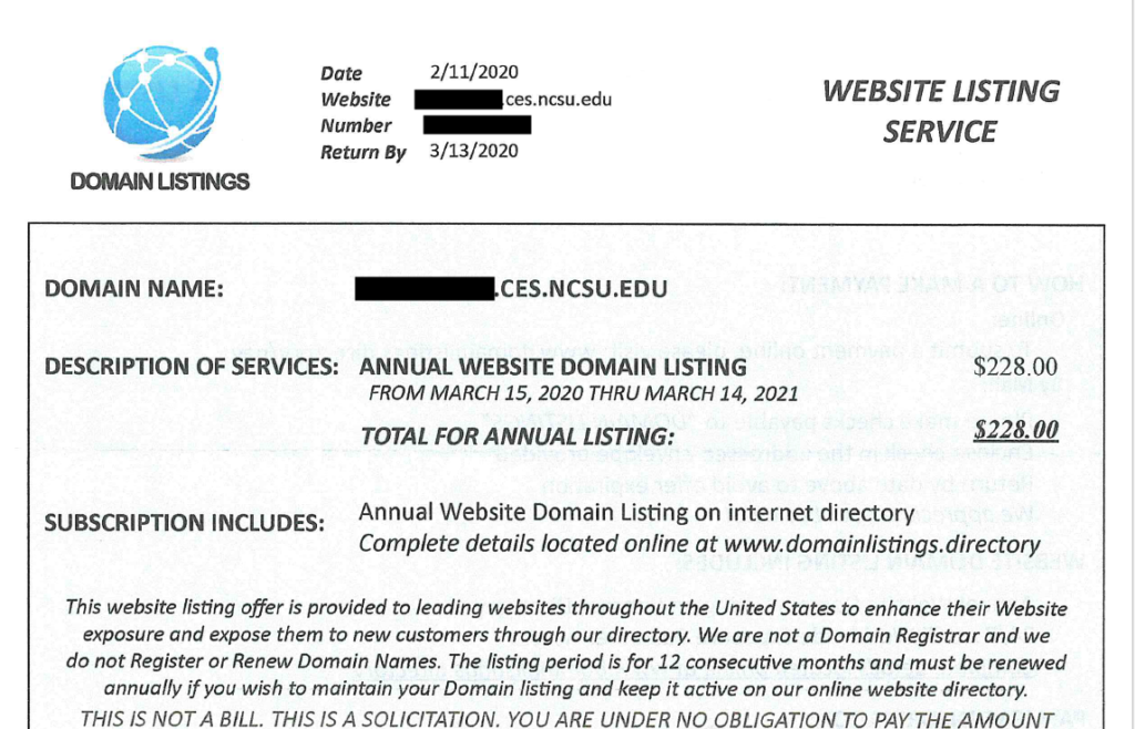 Website Listing Service Solicitation Letter