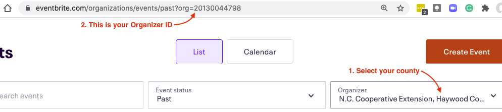 Finding your Organizer ID