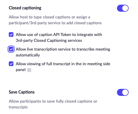 Closed captioning in Zoom