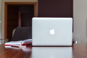 Mac laptop on desk