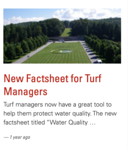 Screenshot of News Post Tile Titled: New Factsheet for Turf Managers
