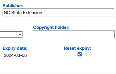 screenshot of reset expiry checkbox on factsheet editor.
