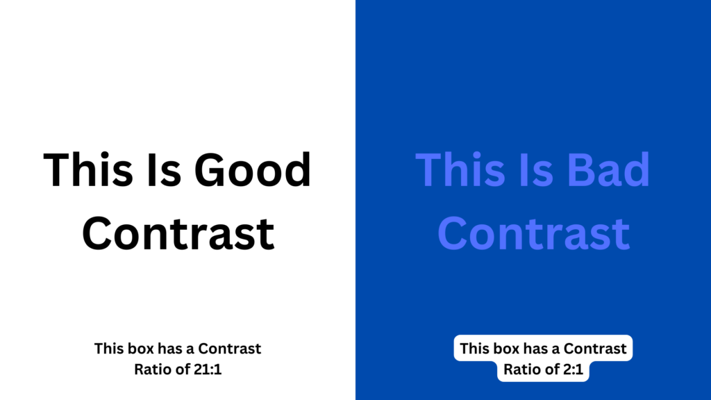 An example image showing the difference between good and bad contrast.