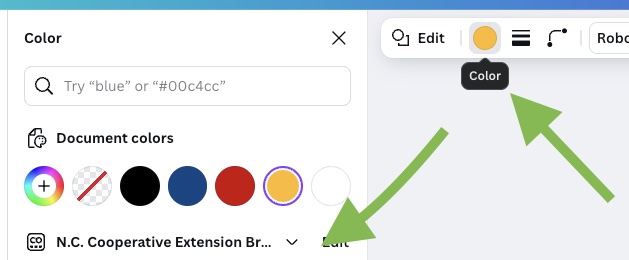 Screenshot of color selection tool.