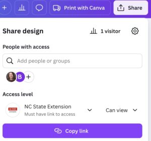Screenshot of a Canva Share Menu